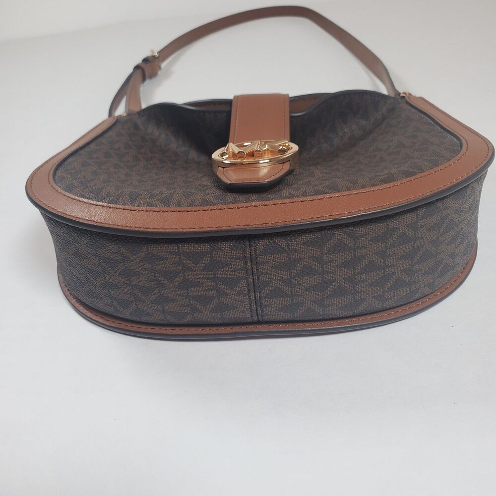 Michael Kors Women’s Crossbody Bag Small Brown "Gabby" Logo Print Hobo MK - Picture 6 of 13